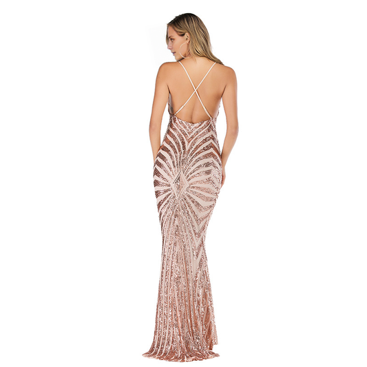 -Sheath/Column floor length V-neck Sequined Prom Dresses
