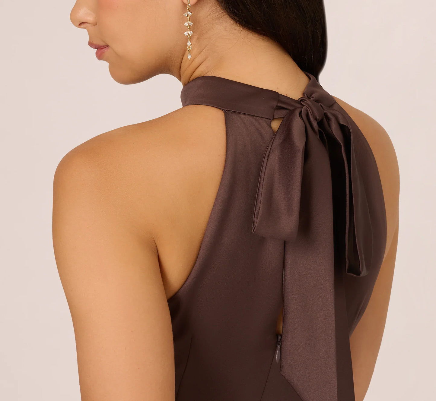 satin backless ruffled mermaid long Prom dress