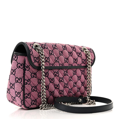 Monogram Multicolor Matelasse Diagonal Small GG Marmont Shoulder Bag Pink Blue