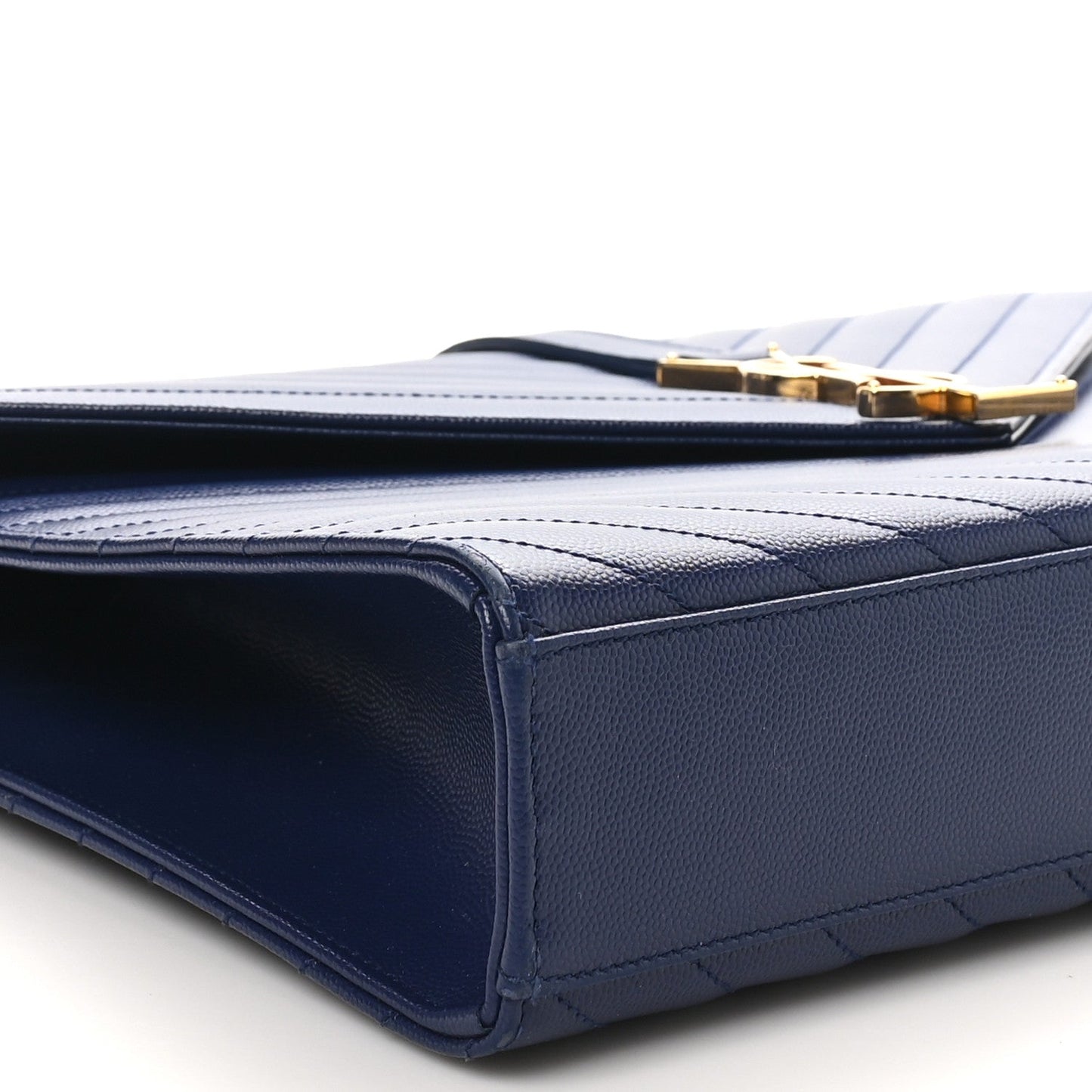 Grain De Poudre Matelasse Chevron Large Monogram Satchel Navy Blue