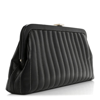 Lambskin Vertical Quilted Mademoiselle Clutch Black