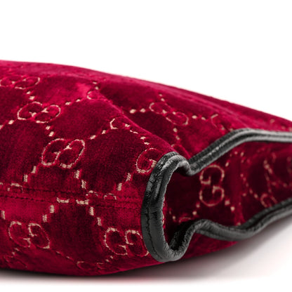 Velvet GG Monogram Large Rajah Chain Tote Red Cipria Black