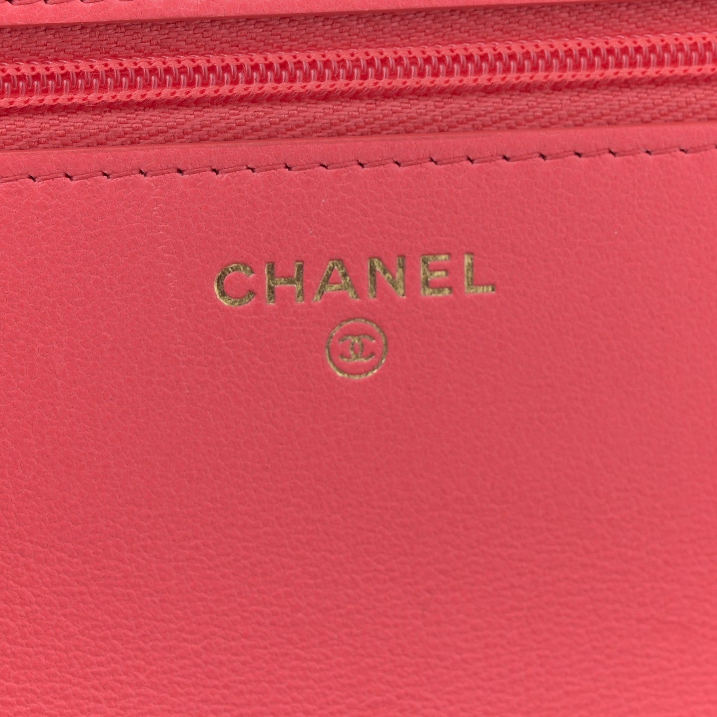 Lambskin Quilted Sweet Camellia Wallet On Chain WOC Coral