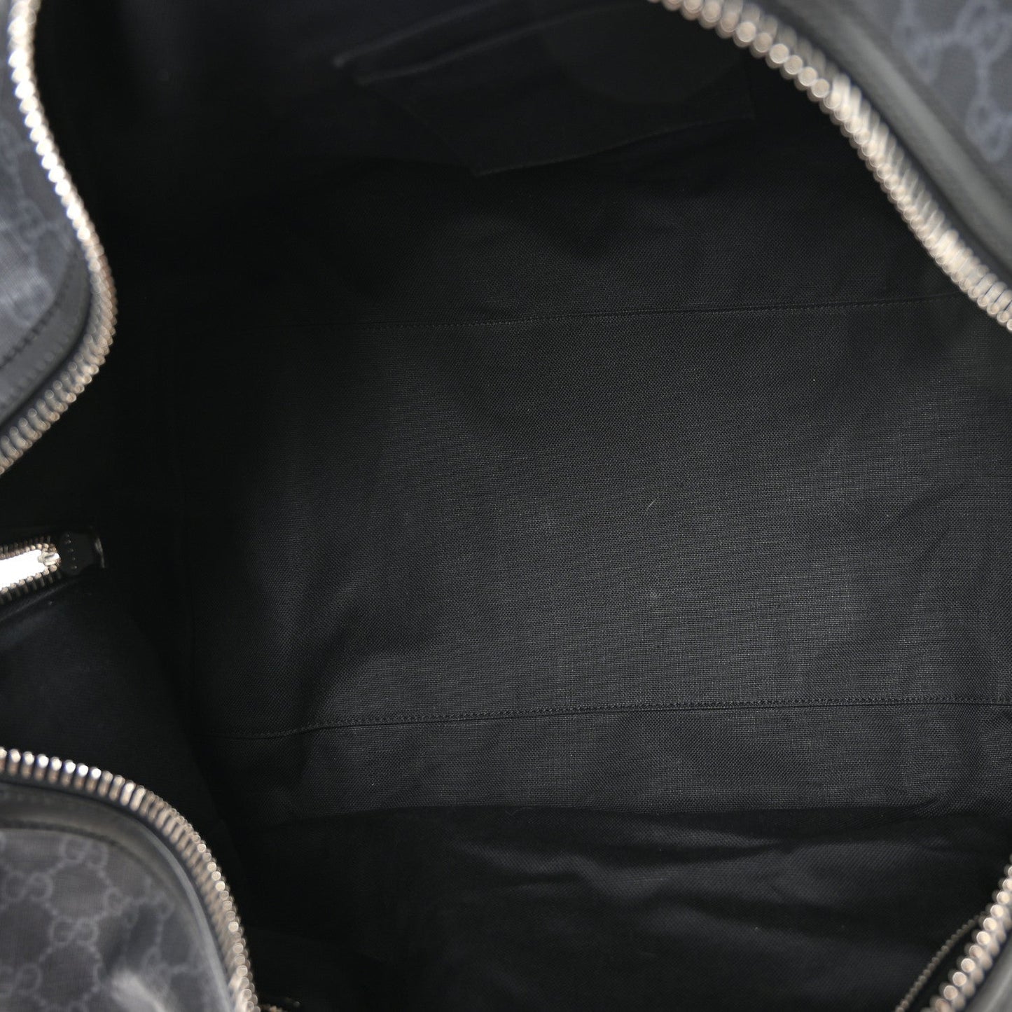 Soft GG Supreme Monogram Appia Calfskin Web Large Carry On Duffle Bag Black Grey