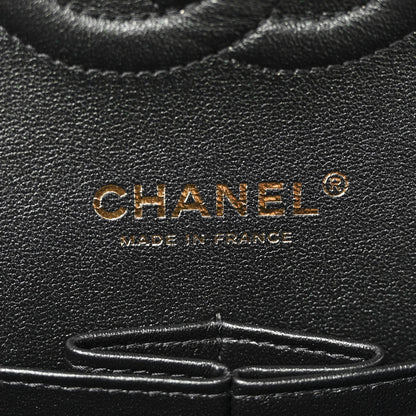 Iridescent Lambskin Quilted Medium Double Flap Black