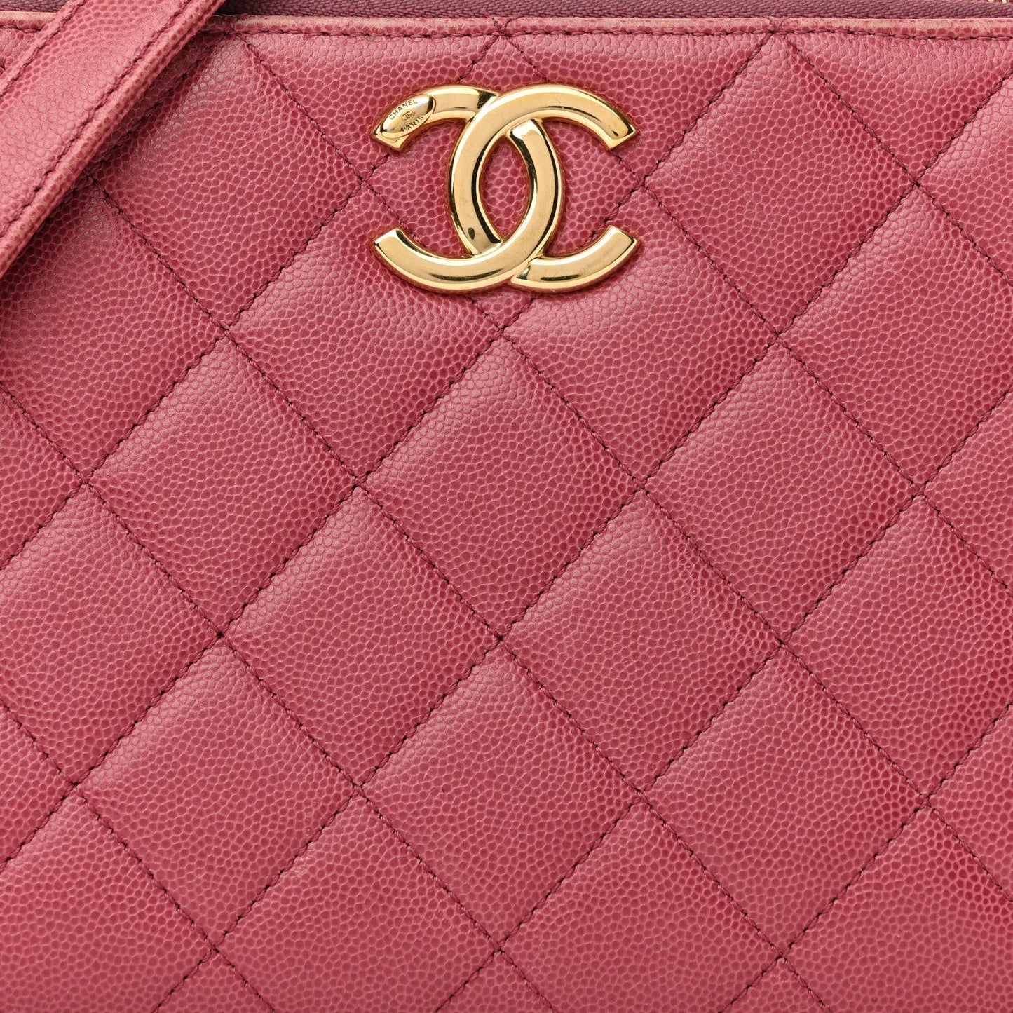 Caviar Quilted Medium Business Affinity Camera Case Dark Pink
