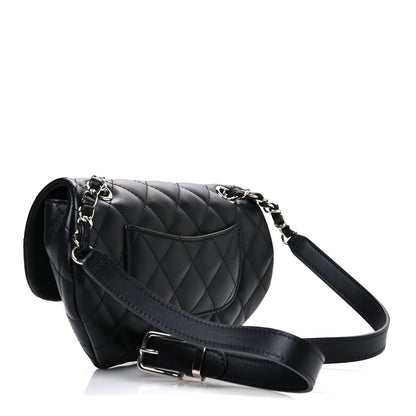 Calfskin Quilted CC Uniform Flap Belt Bag Black