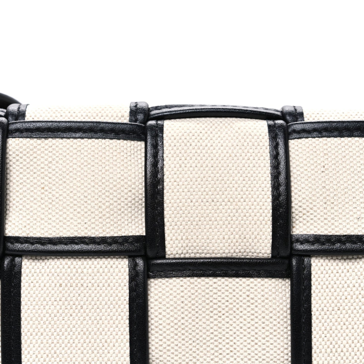 Canvas Intrecciato Padded Cassette Crossbody Bag Natural Black