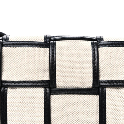 Canvas Intrecciato Padded Cassette Crossbody Bag Natural Black