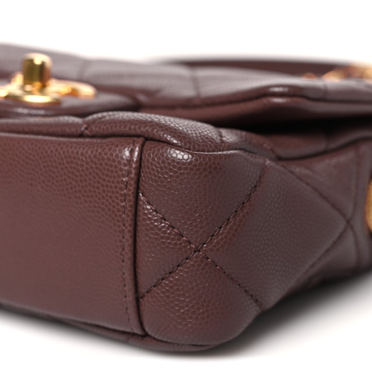 Caviar Quilted Mini Twist Your Buttons Flap Burgundy