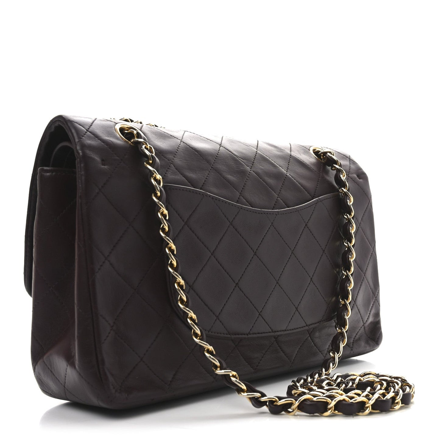 Lambskin Quilted Medium Double Flap Burgundy