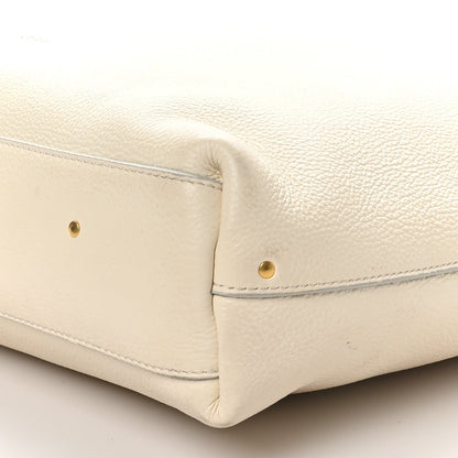 Grained Calfskin Small Marcie Hobo Bag Sweet Beige