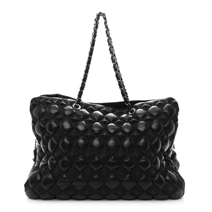 Glazed Lambskin Quilted Large Stravinsky Tote Black
