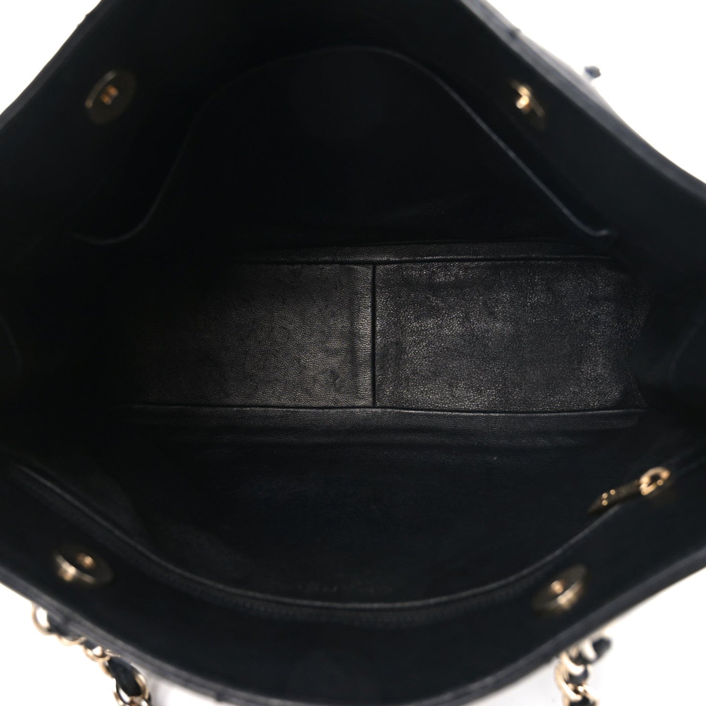 Calfskin Stitched Chocolate Bar Shopping Tote Black