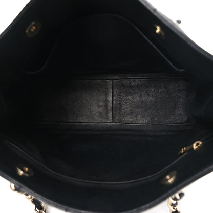 Calfskin Stitched Chocolate Bar Shopping Tote Black