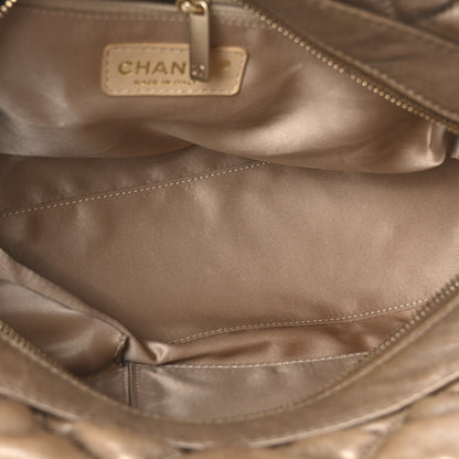Calfskin Bubble Quilt Bowler Brown