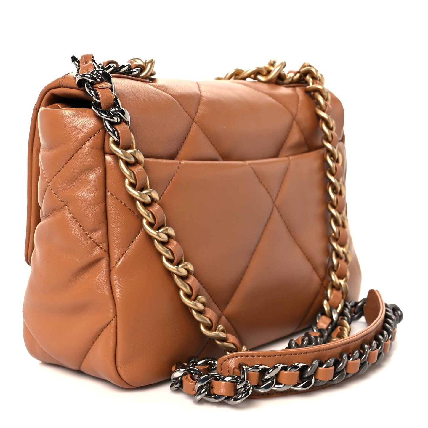 Lambskin Quilted Medium Chanel 19 Flap Brown
