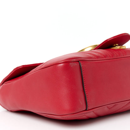 Calfskin Matelasse Medium GG Marmont Shoulder Bag Hibiscus Red