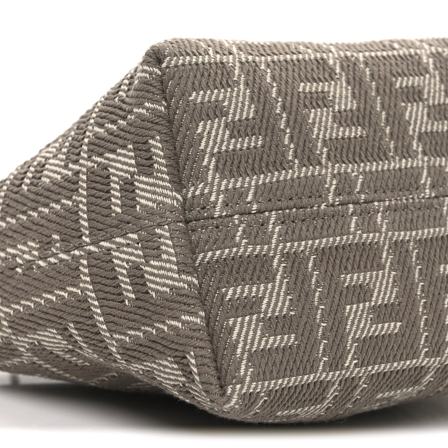 Denim Jacquard FF Effect Vitello Grace Mini Roll Tote Dove White Dove