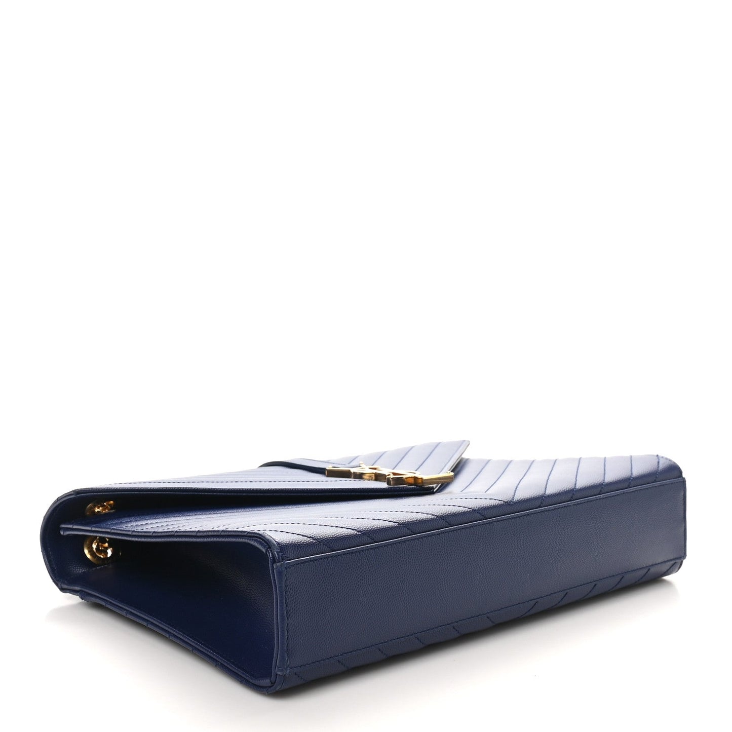 Grain De Poudre Matelasse Chevron Large Monogram Satchel Navy Blue