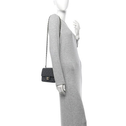 Lambskin Quilted Mini Square Flap Dark Grey