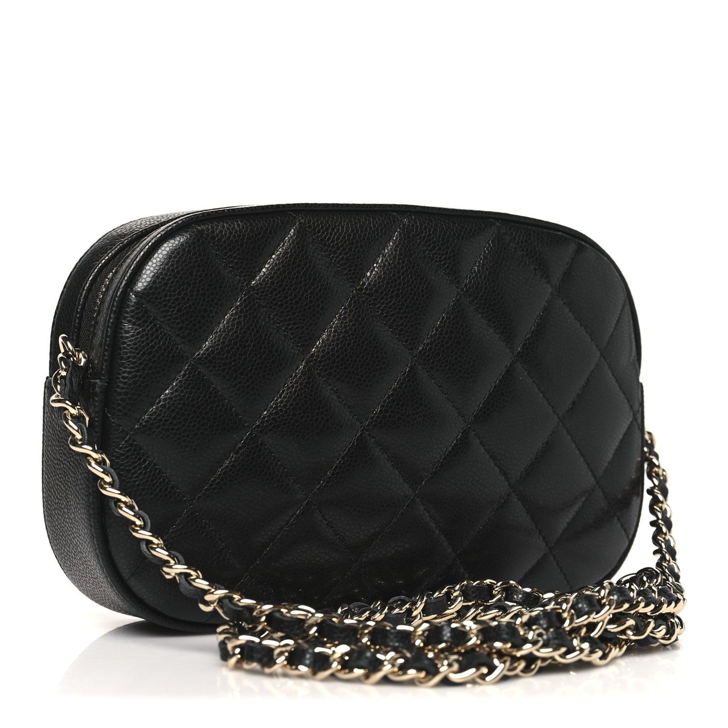 Caviar Quilted Chain Camera Bag Black