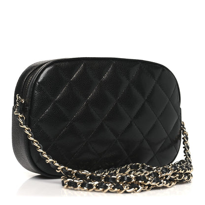 Caviar Quilted Chain Camera Bag Black