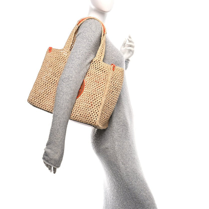 Raffia Calfskin Saint Tropez OnTheGo MM Natural Orange
