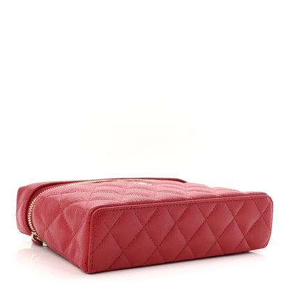 Caviar Quilted Top Handle Slim Vanity With Chain Red