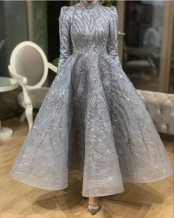 Embroidered Wedding Dress Muslim Evening Gown Sexy Prom Dress Evening Dress