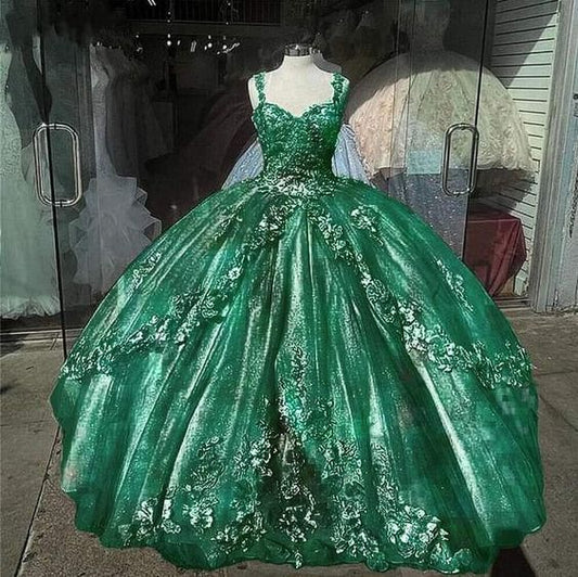 Green Ball Gown Prom Dresses Long Sexy Prom Dress