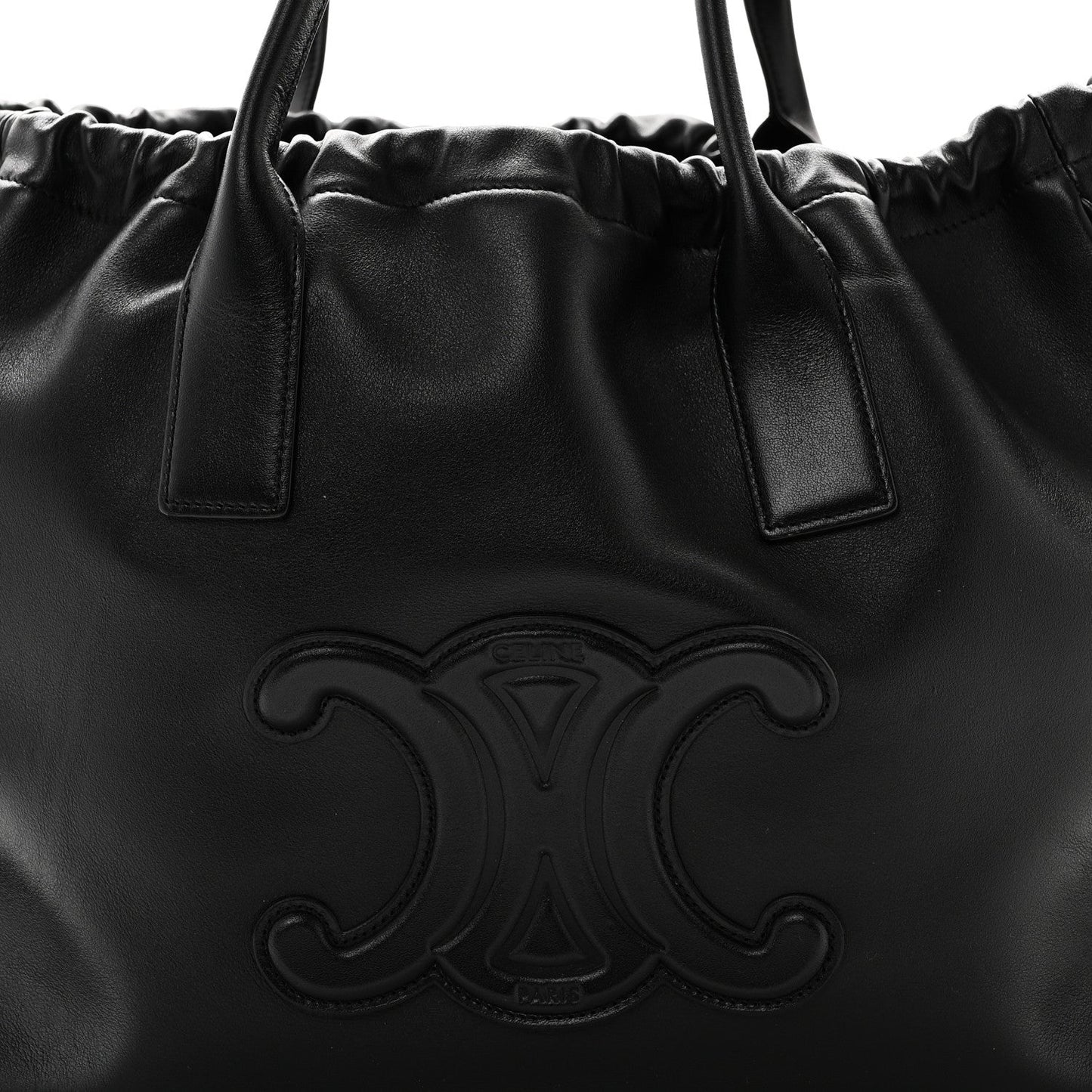 Smooth Calfskin Cuir Triomphe Cabas Drawstring Black