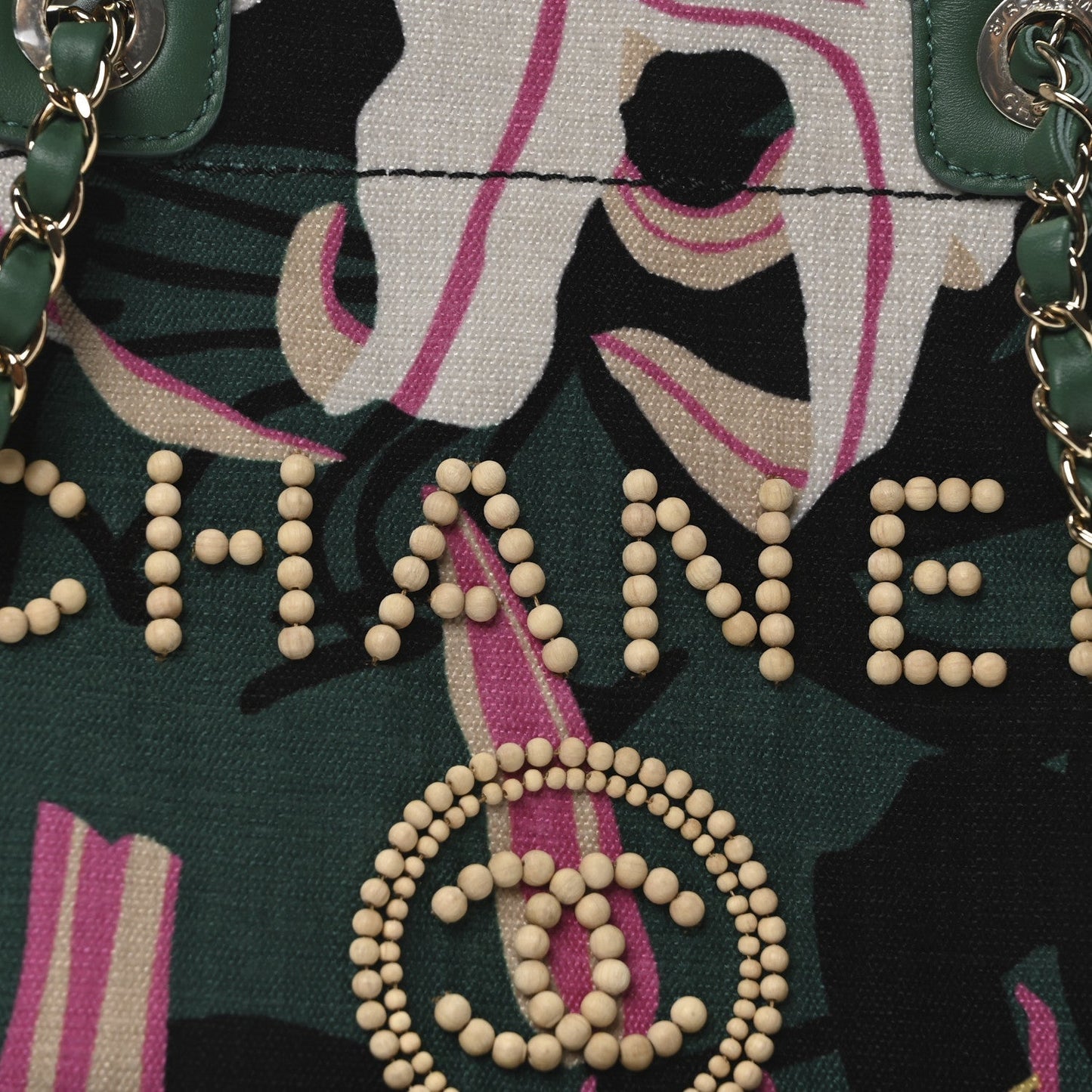 Velvet Calfskin Beaded Small Deauville Tote Pink Green Black