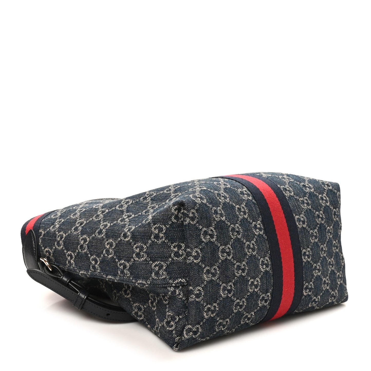 Denim GG Monogram Web Small Giglio Tote Blue White