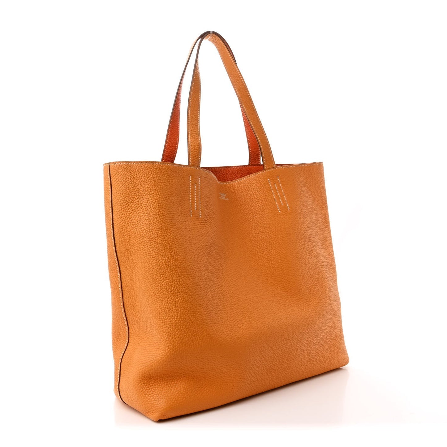 Taurillon Clemence Double Sens 36 Reversible Tote Moutarde Orange