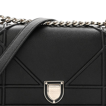 Grained Calfskin Small Diorama Flap Bag Black