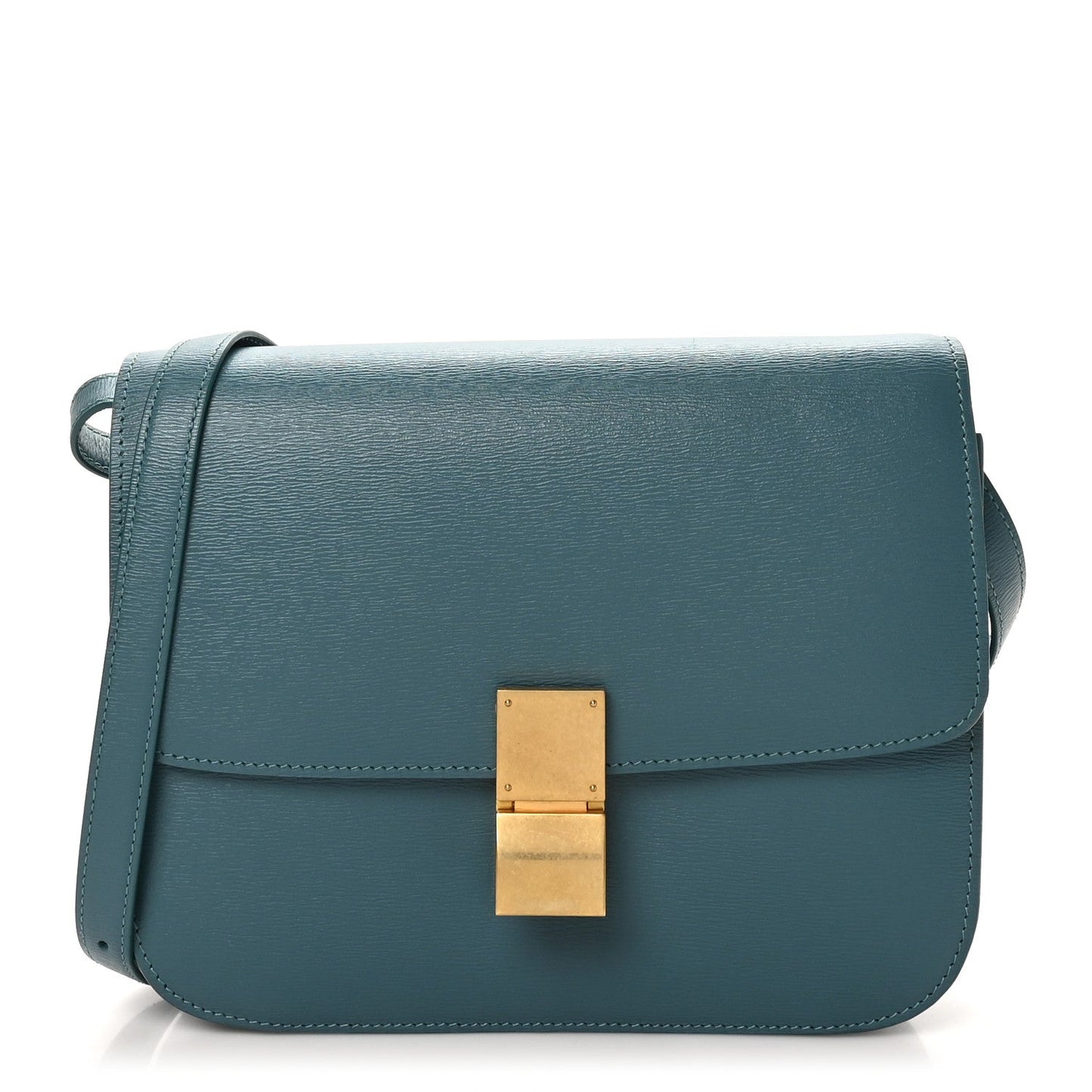 Liege Calfskin Medium Classic Box Flap Bag Blue Slate