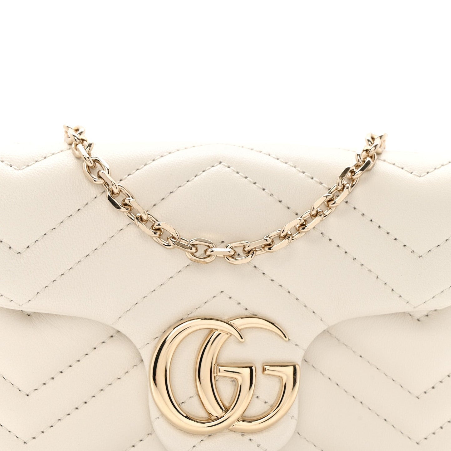 Lambskin Matelasse Mini GG Marmont Shoulder Bag White