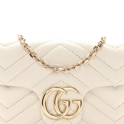 Lambskin Matelasse Mini GG Marmont Shoulder Bag White