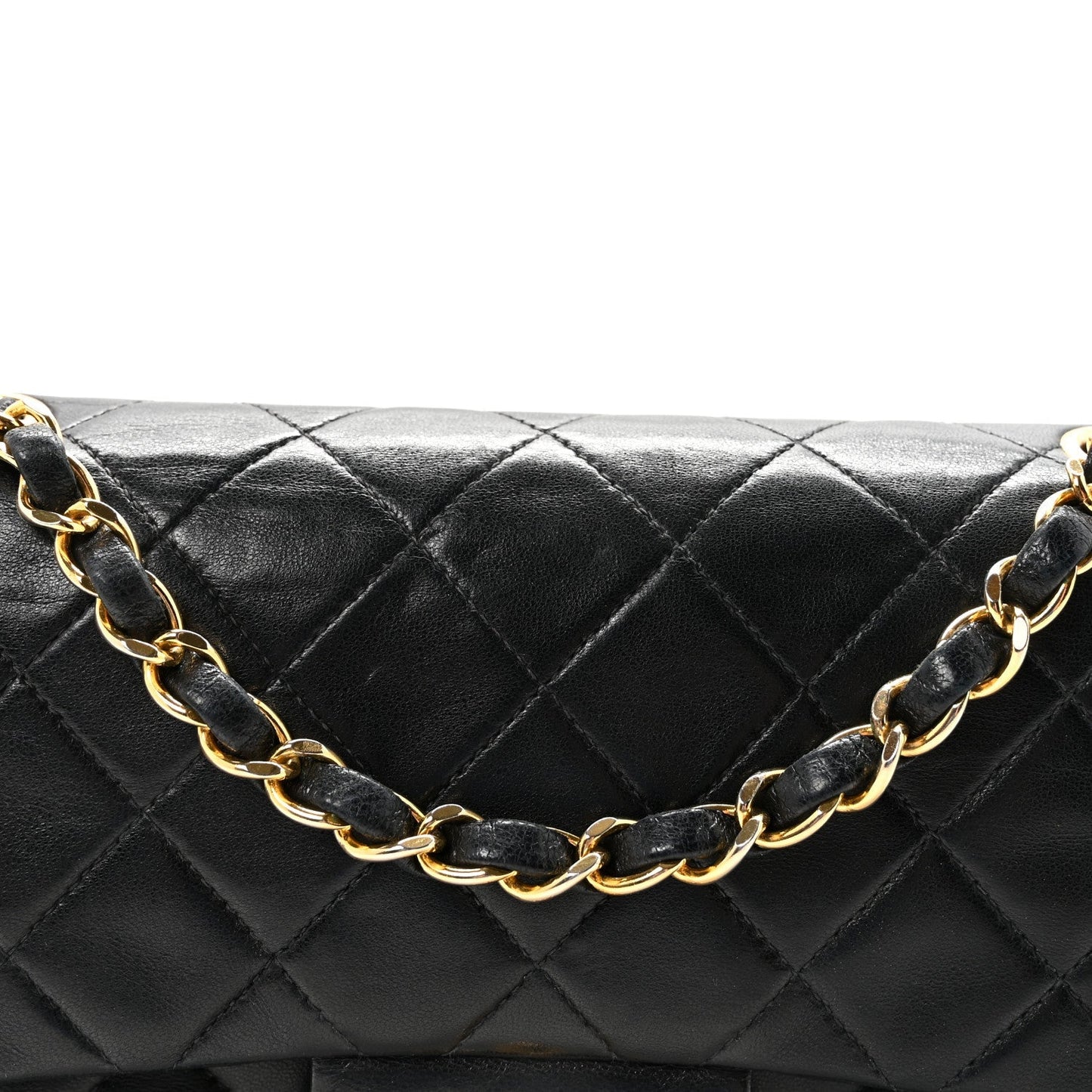 Lambskin Quilted Small Double Flap Black