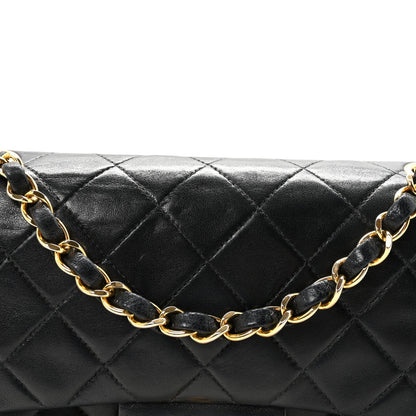 Lambskin Quilted Small Double Flap Black