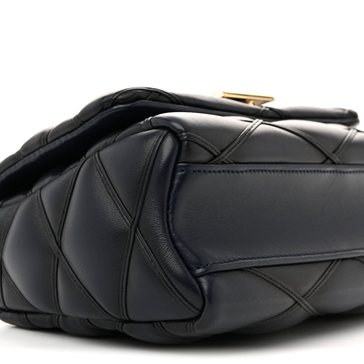 Lambskin Malletage Top Handle GO-14 MM Bleu Marine