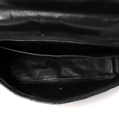 Patent Quilted Maxi Single Flap Black