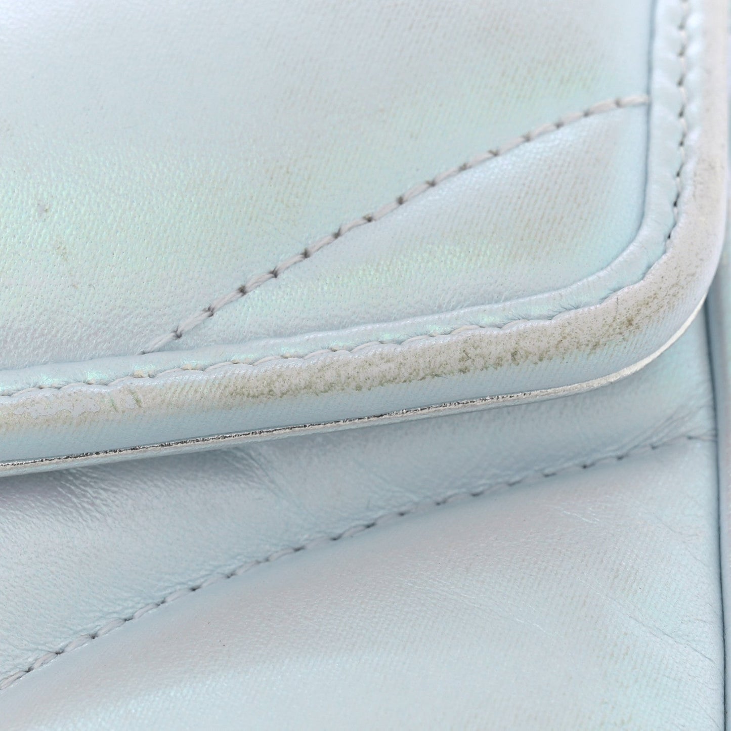 Iridescent Nappa Chevron Matelasse Small GG Marmont Shoulder Bag Iridescent Snow Light Blue