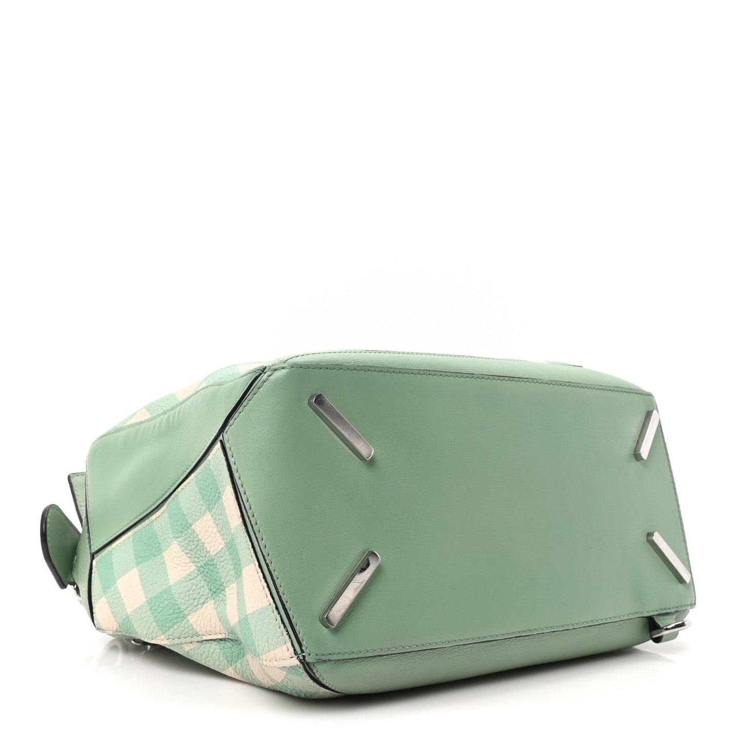 Calfskin Medium Gingham Puzzle Bag Lime