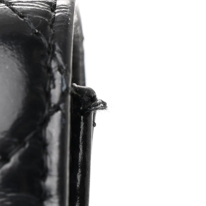 Patent Calfskin Quilted Mini Square Flap Black