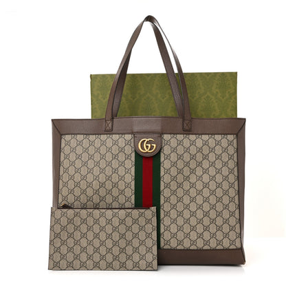 GG Supreme Monogram Web Ophidia Tote Brown