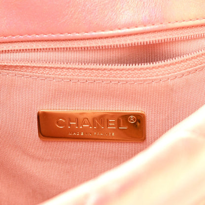 Iridescent Calfskin Quilted Medium Chanel 19 Flap Pink