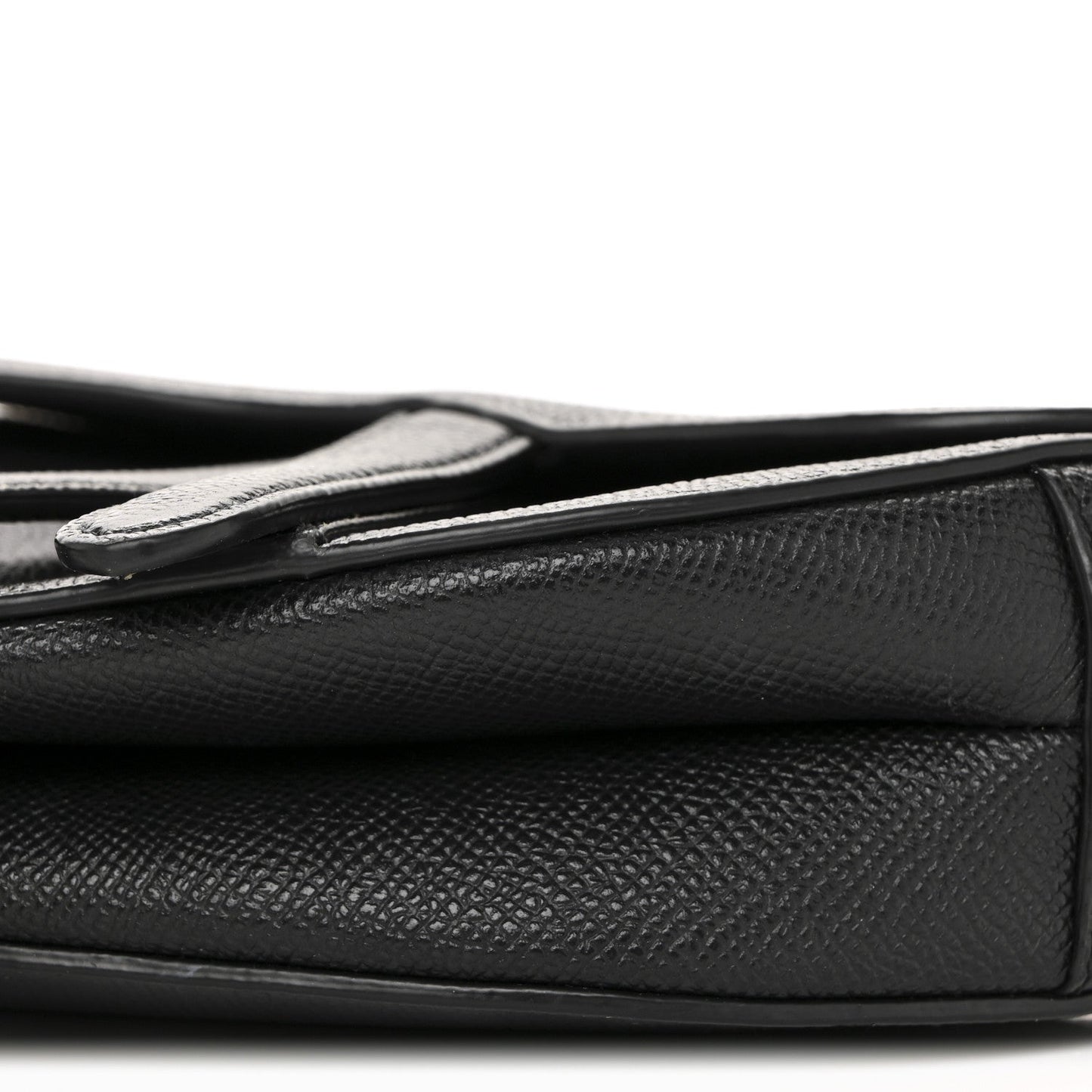 Grained Calfskin Mini Saddle Bag With Strap Black