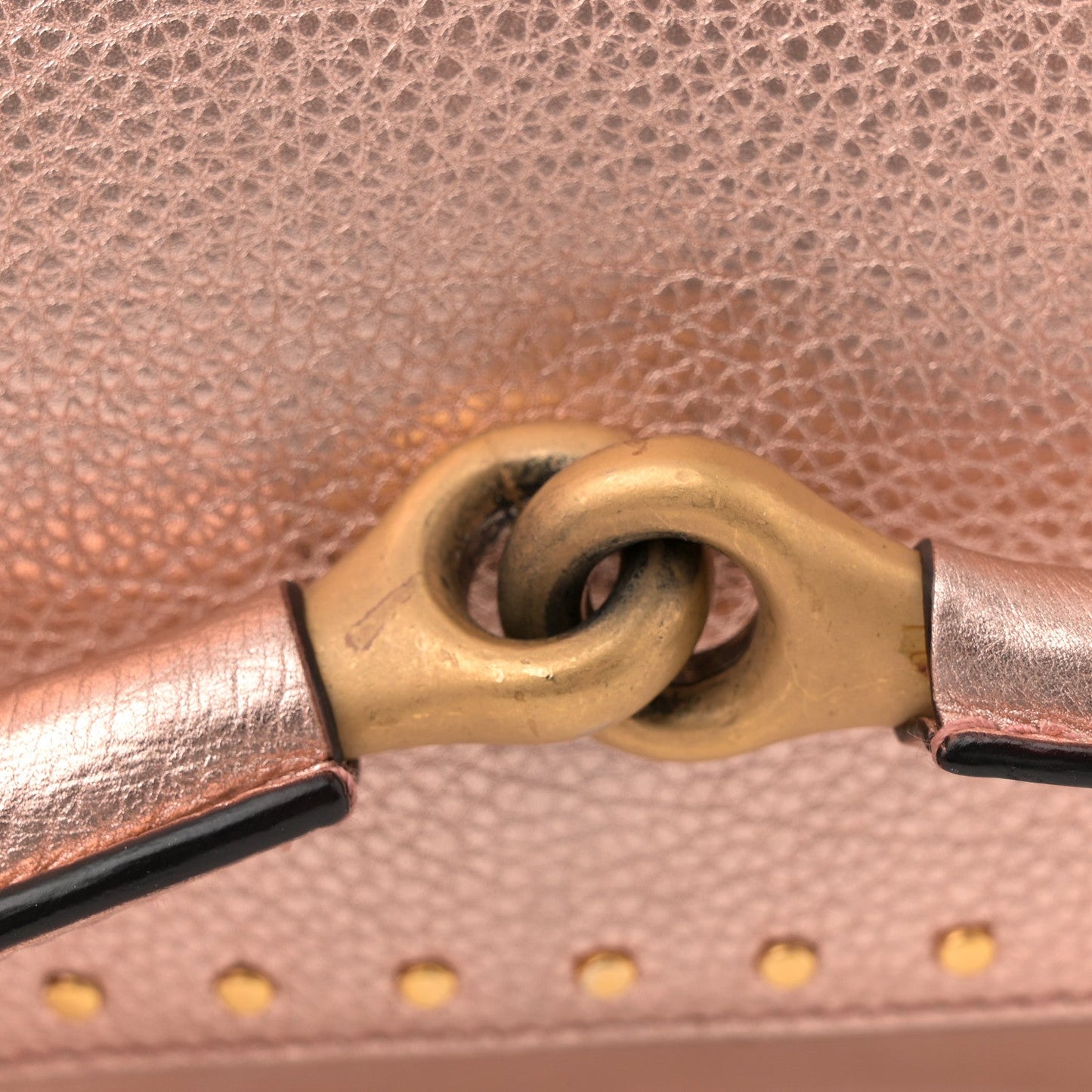 Metallic Calfskin Studded Horsebit Clutch Bag Pink